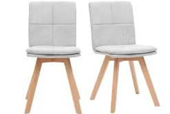 Miliboo 2er-Set Stühle skandinavisch grauer Stoff mit hellen Holzbeinen THEA* Design-stühle