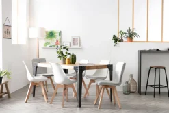 Miliboo 2er-Set Stühle skandinavisch grauer Stoff mit hellen Holzbeinen THEA* Design-stühle
