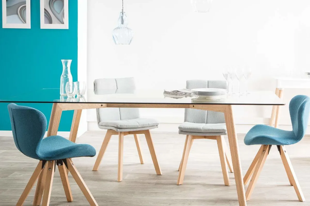 Miliboo 2er-Set Stühle skandinavisch grauer Stoff mit hellen Holzbeinen THEA* Design-stühle