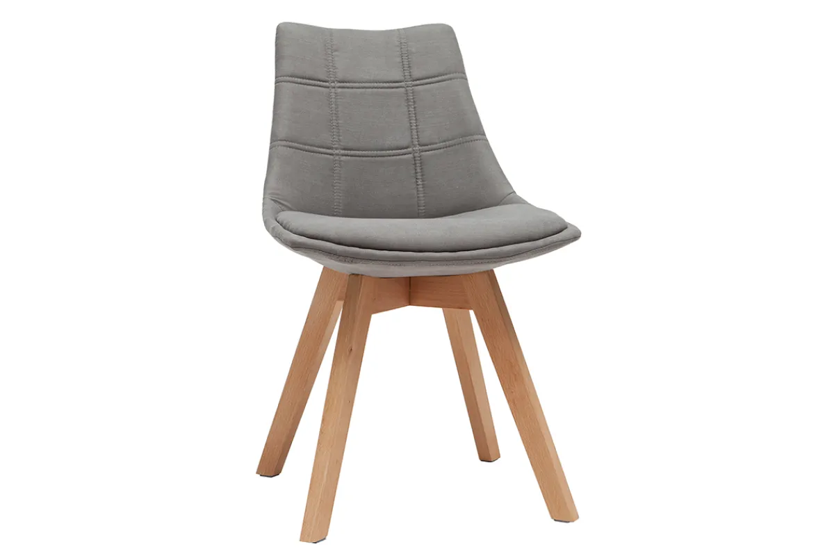 Miliboo 2er-Set Stühle skandinavisches Design Holz und Stoff Dunkelgrau MATILDE* Design-stühle