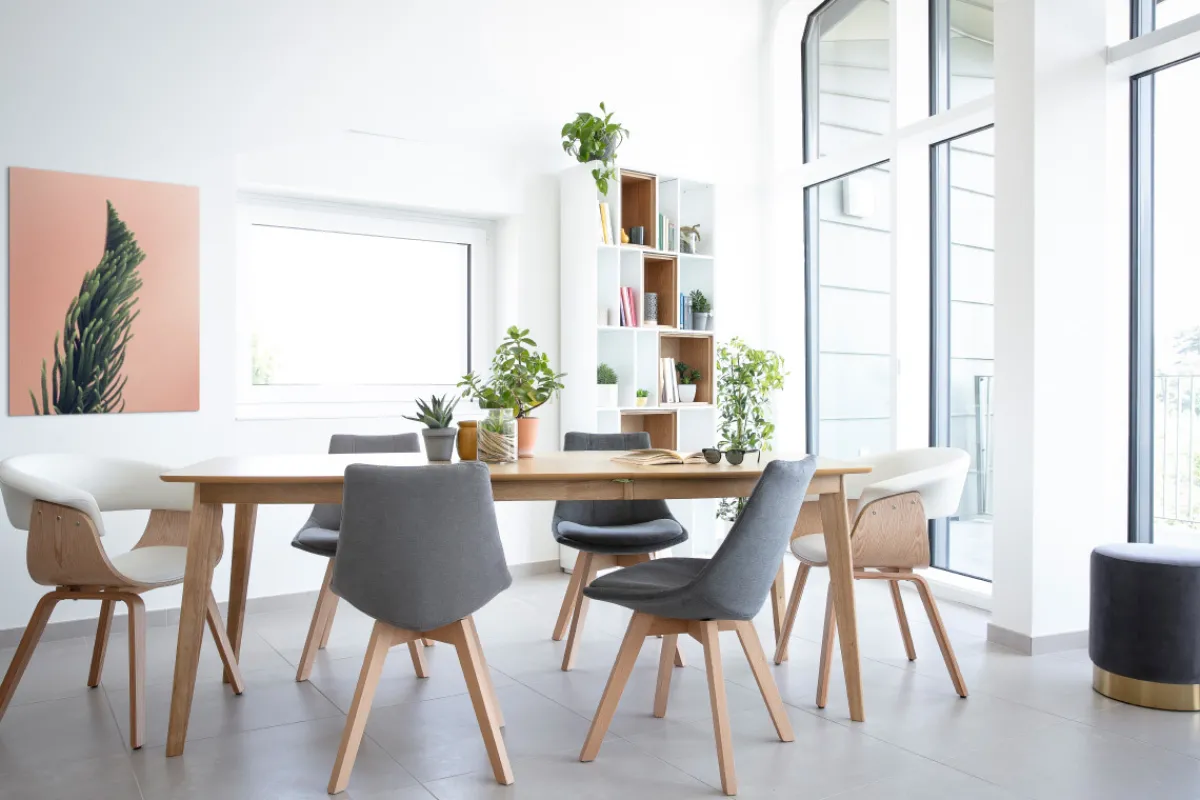 Miliboo 2er-Set Stühle skandinavisches Design Holz und Stoff Dunkelgrau MATILDE* Design-stühle