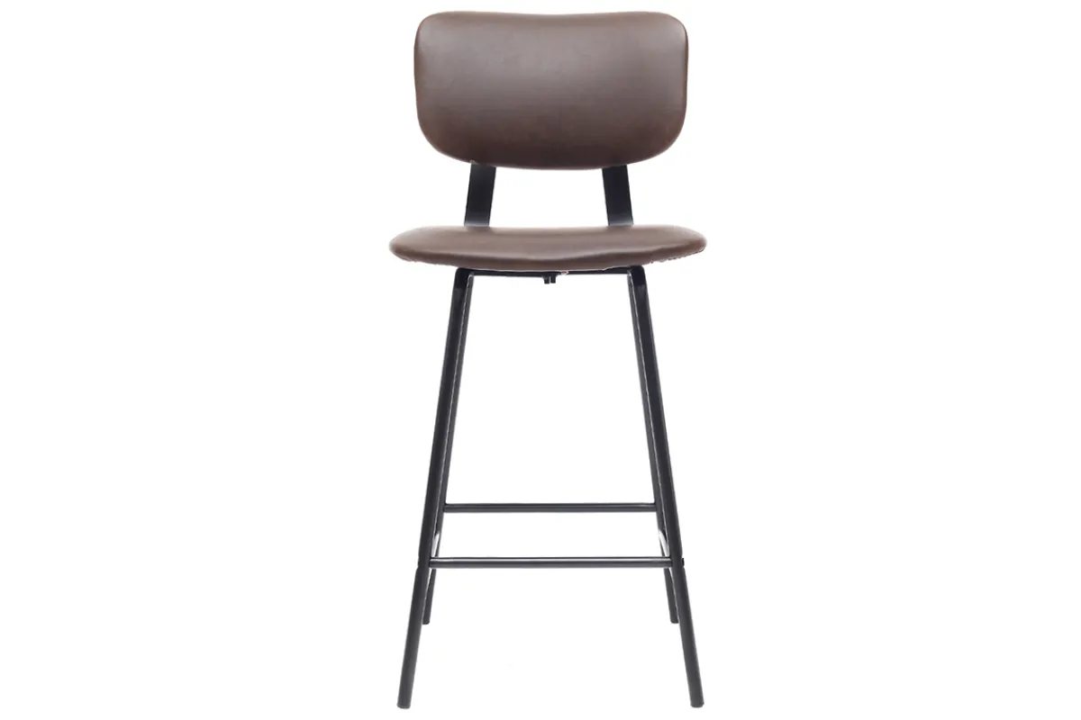 Miliboo 2er-Set Vintage-Barhocker Braun mit Beinen aus Metall 65 cm LAB* Barhocker