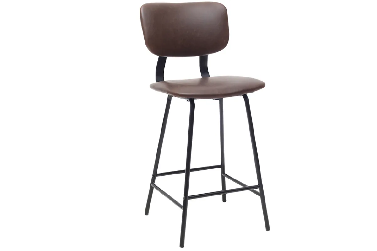 Miliboo 2er-Set Vintage-Barhocker Braun mit Beinen aus Metall 65 cm LAB* Barhocker