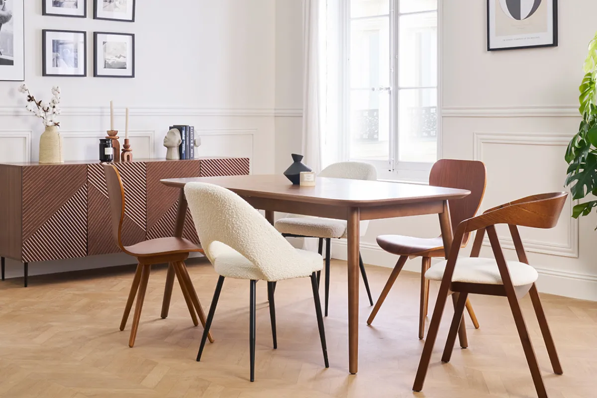 Miliboo Erweiterbarer Tisch mit integrierten Verlängerungen rechteckig aus dunkelbraunem Holz B160-210 cm ANK* Ausziehtische