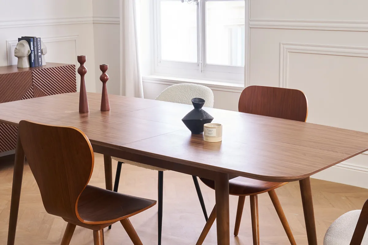 Miliboo Erweiterbarer Tisch mit integrierten Verlängerungen rechteckig aus dunkelbraunem Holz B160-210 cm ANK* Ausziehtische