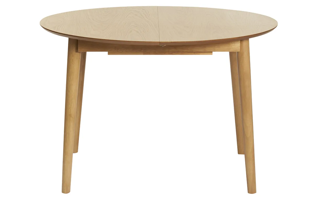 Miliboo Erweiterbarer Tisch mit integrierten Verlängerungen rund aus hellem Holz mit Eichenfurnier B115-154 cm EGO* Ausziehtische
