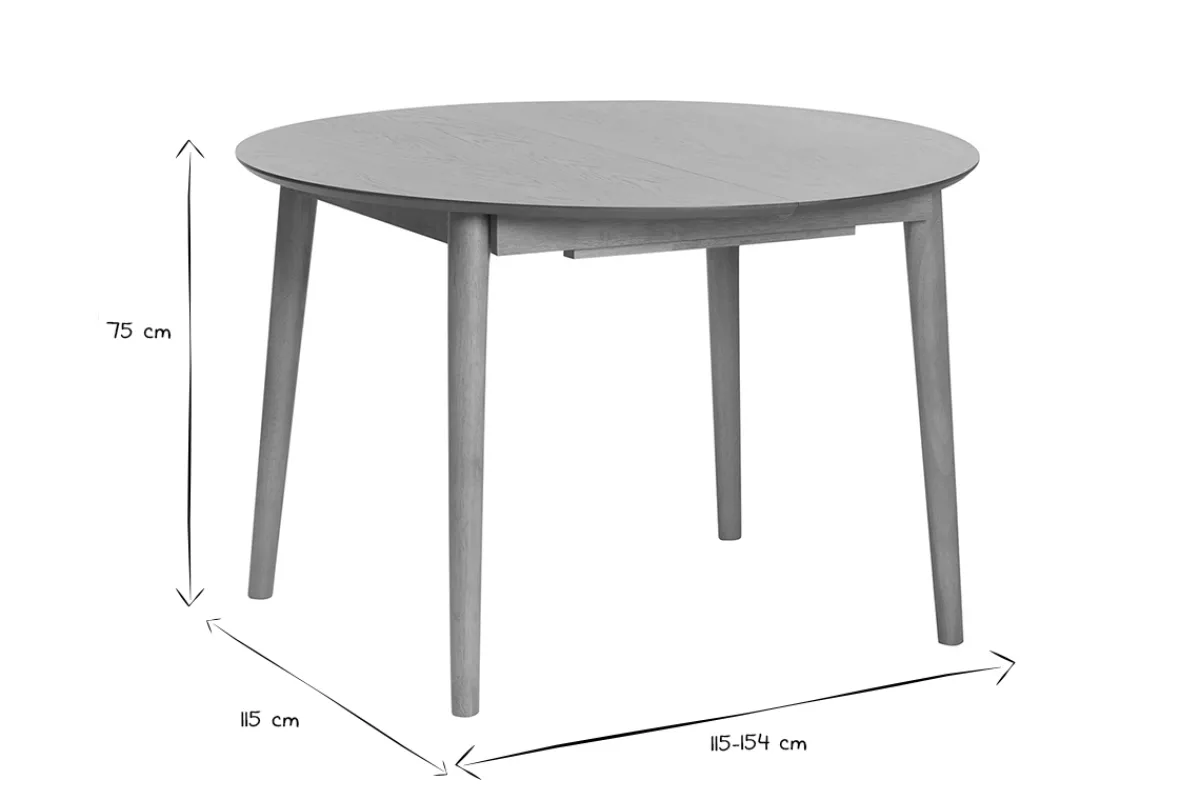 Miliboo Erweiterbarer Tisch mit integrierten Verlängerungen rund aus hellem Holz mit Eichenfurnier B115-154 cm EGO* Ausziehtische