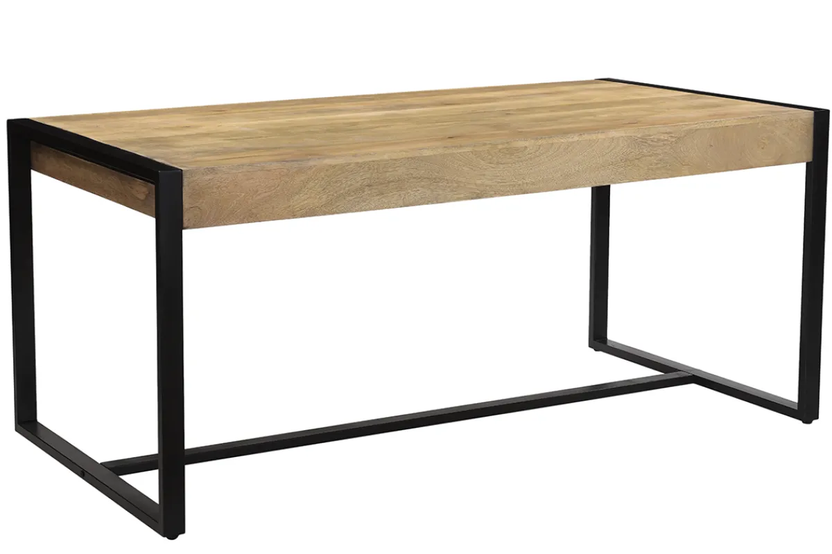 Miliboo Esstisch aus massivem Mangoholz und schwarzem Metall B 175 cm BERGEN* Esstische