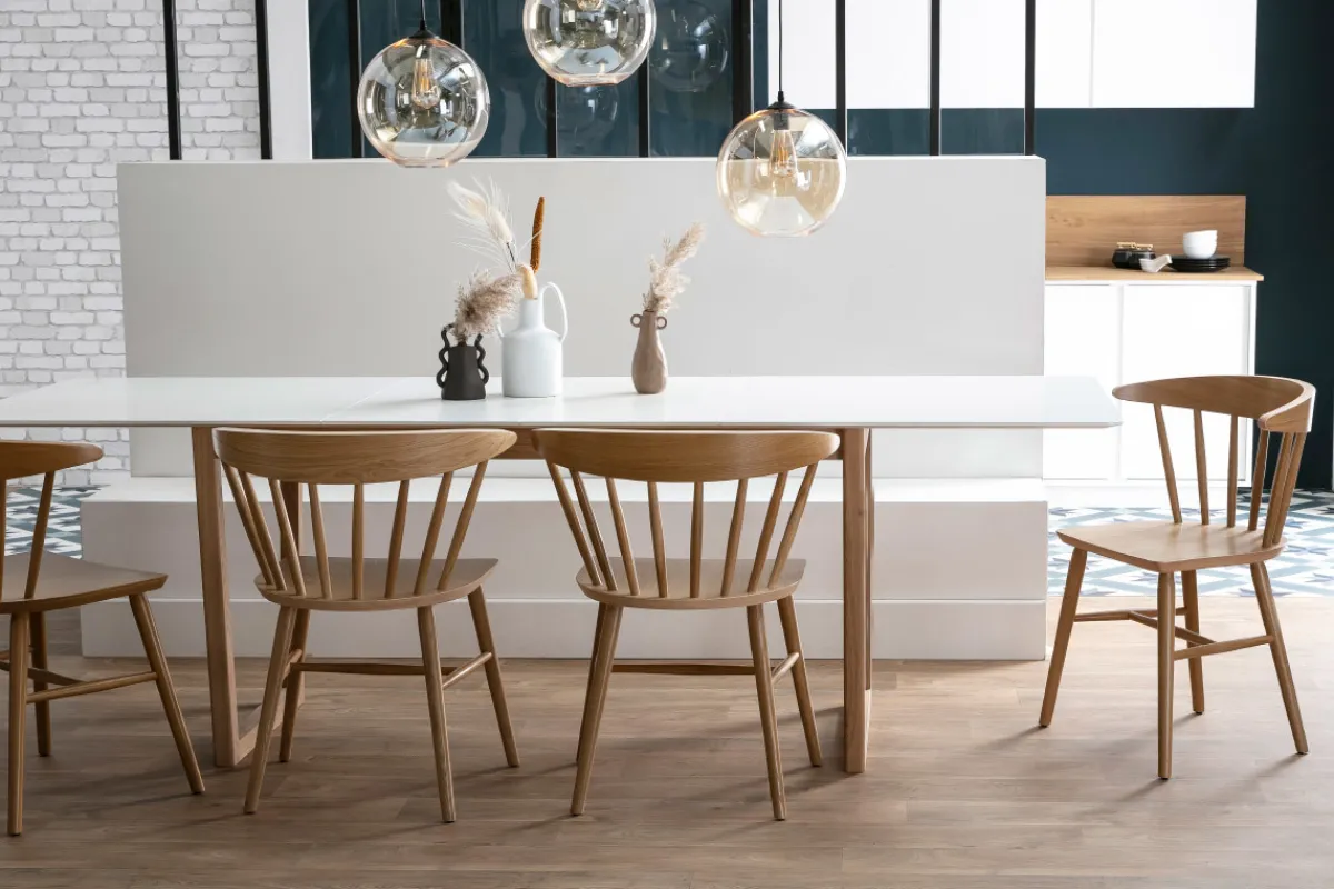 Miliboo Esstisch ausziehbar helles Holz und weiß L160-240 cm LAHO* Ausziehtische