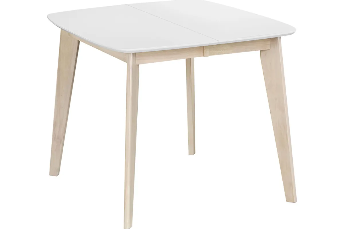 Miliboo Esstisch ausziehbar skandinavisch quadratisch Weiß und Holz L90-130 LEENA* Ausziehtische