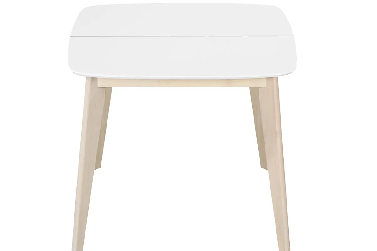 Miliboo Esstisch ausziehbar skandinavisch quadratisch Weiß und Holz L90-130 LEENA* Ausziehtische