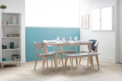 Miliboo Esstisch ausziehbar skandinavisch quadratisch Weiß und Holz L90-130 LEENA* Ausziehtische