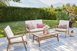 Miliboo Gartenmöbel aus Akazienholz mit beigen Kissen TIAGA* Garten Lounge-möbel