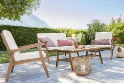 Miliboo Gartenmöbel aus Akazienholz mit beigen Kissen TIAGA* Garten Lounge-möbel