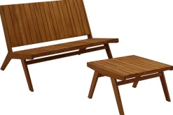 Miliboo Gartenmöbel Bank 2-Sitzer und Couchtisch aus Massivholz TIDAK* Garten Lounge-möbel