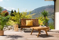 Miliboo Gartenmöbel Bank 2-Sitzer und Couchtisch aus Massivholz TIDAK* Garten Lounge-möbel