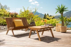 Miliboo Gartenmöbel Bank 2-Sitzer und Couchtisch aus Massivholz TIDAK* Garten Lounge-möbel