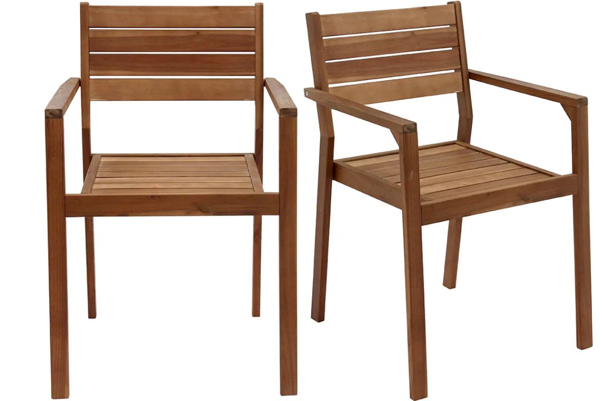 Miliboo Gartensessel stapelbar aus massivem Akazienholz 2er-Set CANOPEE* Gartenstühle