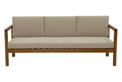 Miliboo Gartensofa 3-Sitzer Massivholz und abziehbare Kissen in Taupe B190 cm AKIS* Garten Lounge-möbel