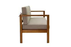 Miliboo Gartensofa 3-Sitzer Massivholz und abziehbare Kissen in Taupe B190 cm AKIS* Garten Lounge-möbel