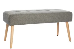Miliboo Gepolsterte Bank aus hellgrauem Stoff mit Samteffekt und hellem Holz B95 cm GUESTA* Bänke|Flurmöbel
