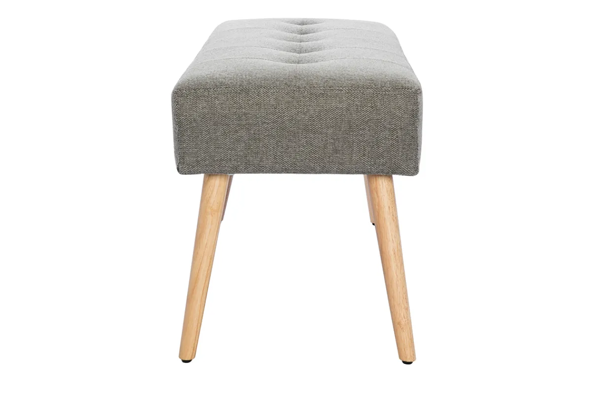 Miliboo Gepolsterte Bank aus hellgrauem Stoff mit Samteffekt und hellem Holz B95 cm GUESTA* Bänke|Flurmöbel