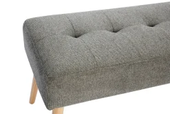 Miliboo Gepolsterte Bank aus hellgrauem Stoff mit Samteffekt und hellem Holz B95 cm GUESTA* Bänke|Flurmöbel