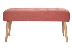 Miliboo Gepolsterte Bank aus terracottafarbenem Stoff mit Samteffekt und hellem Holz B95 cm GUESTA* Bänke|Flurmöbel