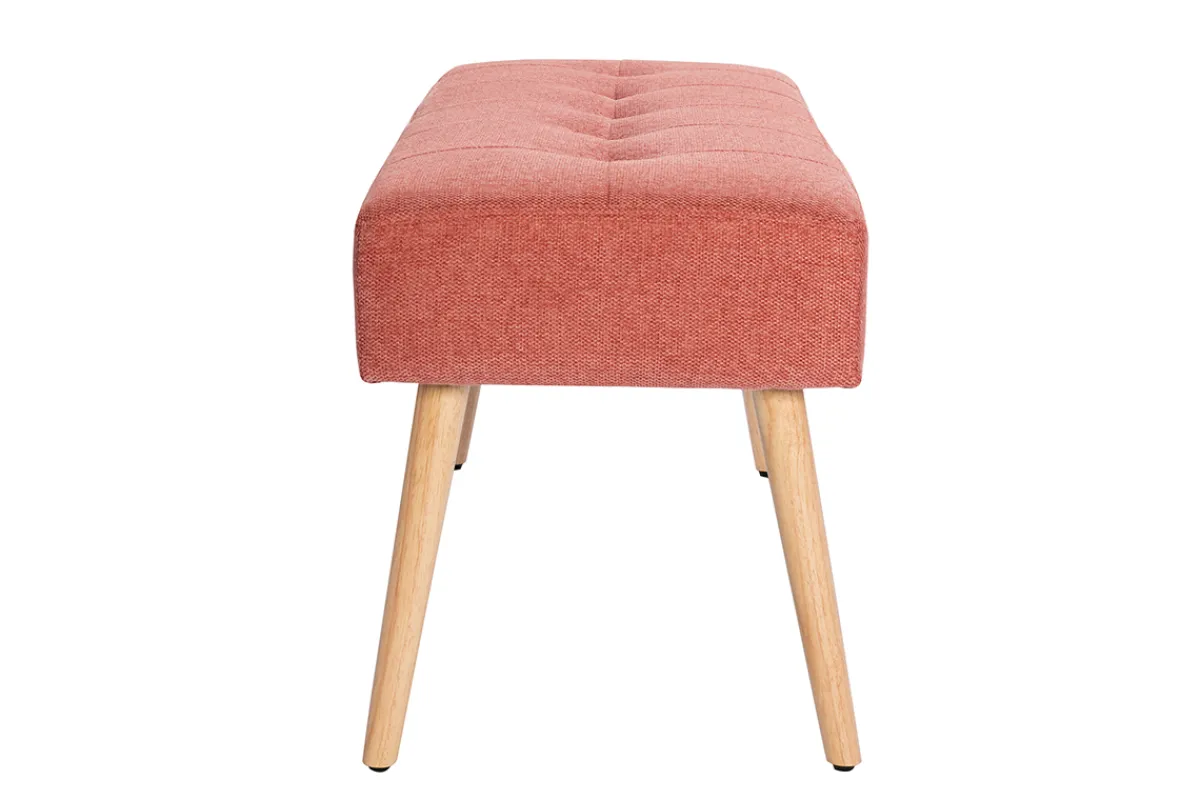 Miliboo Gepolsterte Bank aus terracottafarbenem Stoff mit Samteffekt und hellem Holz B95 cm GUESTA* Bänke|Flurmöbel