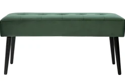 Miliboo Gepolsterte Design-Bank aus dunkelgrünem Samtstoff und schwarzem Metall L95 cm GUESTA* Bänke|Flurmöbel