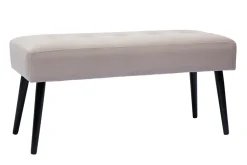 Miliboo Gepolsterte Design-Bank aus taupefarbenem Samtstoff und schwarzem Metall L95 cm GUESTA* Bänke|Flurmöbel