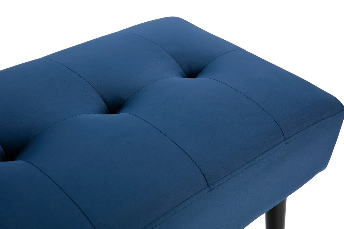 Miliboo Gepolsterte Design-Bank aus nachtblauem Samtstoff und schwarzem Metall L95 cm GUESTA* Flurmöbel