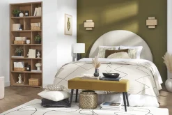 Miliboo Gepolsterte Design-Bank aus nachtblauem Samtstoff und schwarzem Metall L95 cm GUESTA* Flurmöbel