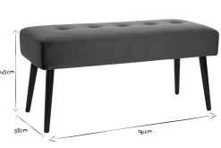 Miliboo Gepolsterte Design-Bank aus nachtblauem Samtstoff und schwarzem Metall L95 cm GUESTA* Flurmöbel