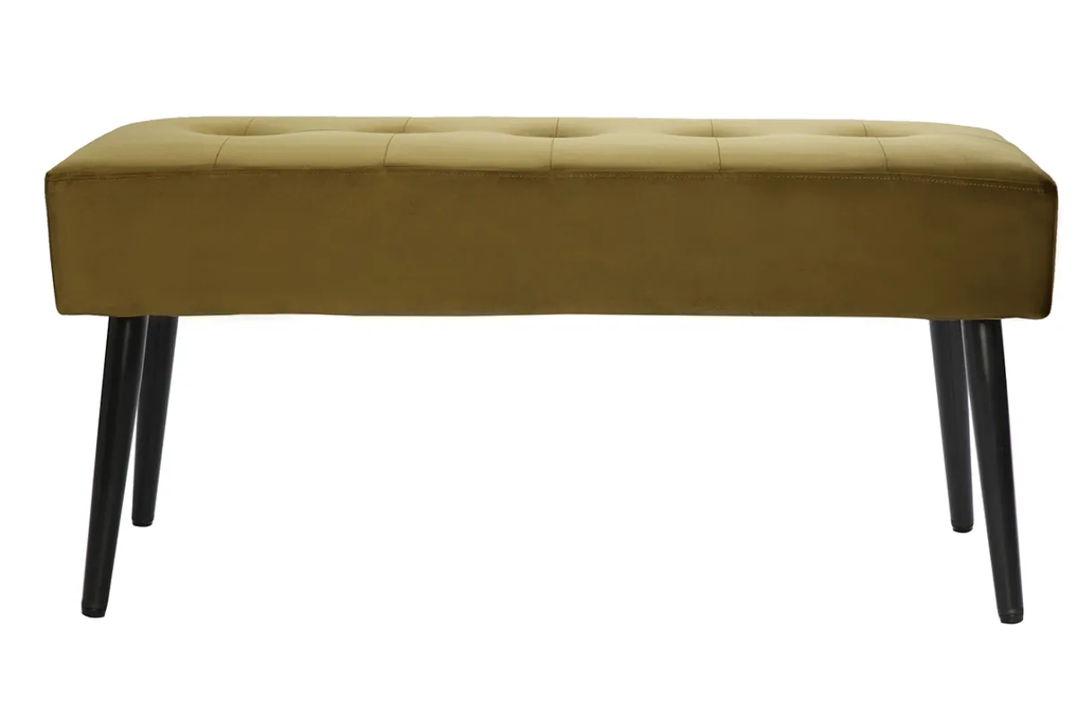 Miliboo Gepolsterte Design-Bank aus bronzefarbenem Samtstoff und schwarzem Metall L95 cm GUESTA* Flurmöbel