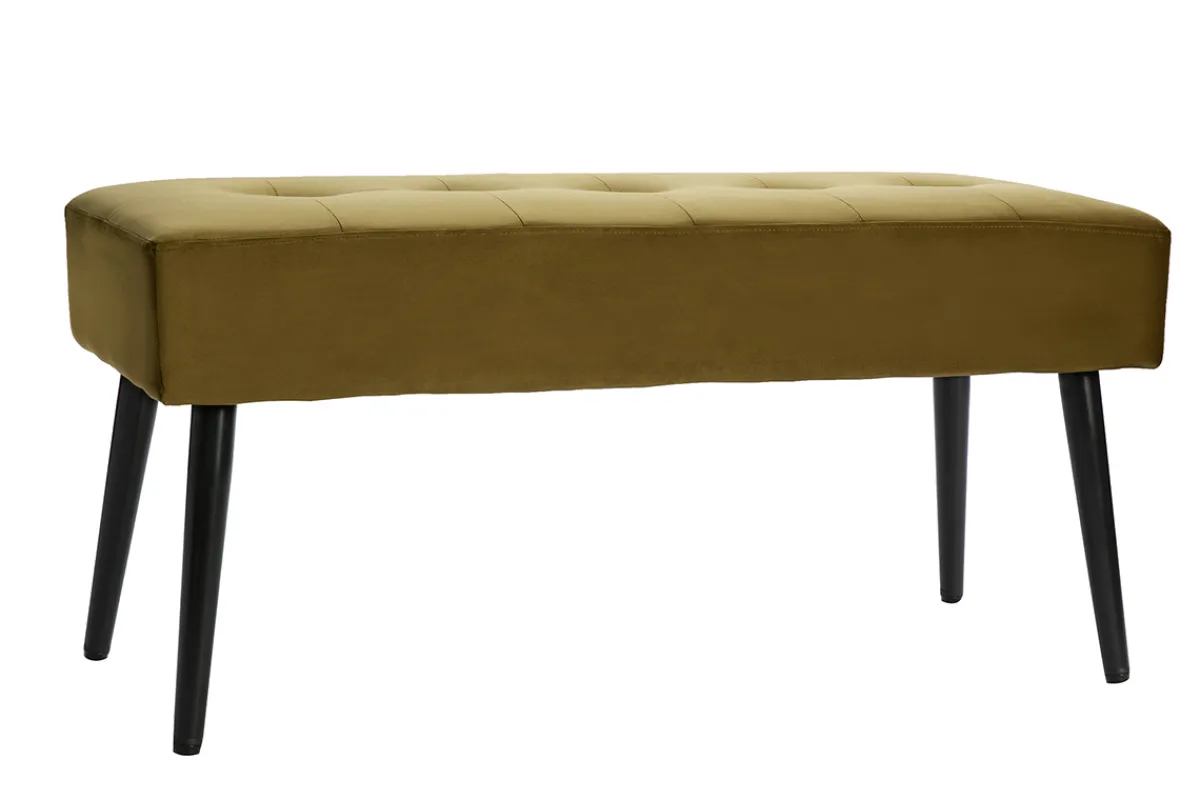 Miliboo Gepolsterte Design-Bank aus bronzefarbenem Samtstoff und schwarzem Metall L95 cm GUESTA* Flurmöbel