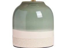 Miliboo Grüne Keramiktischlampe mit Rattanlampenschirm H35 cm PIEGA* Tischlampe|Tischlampe