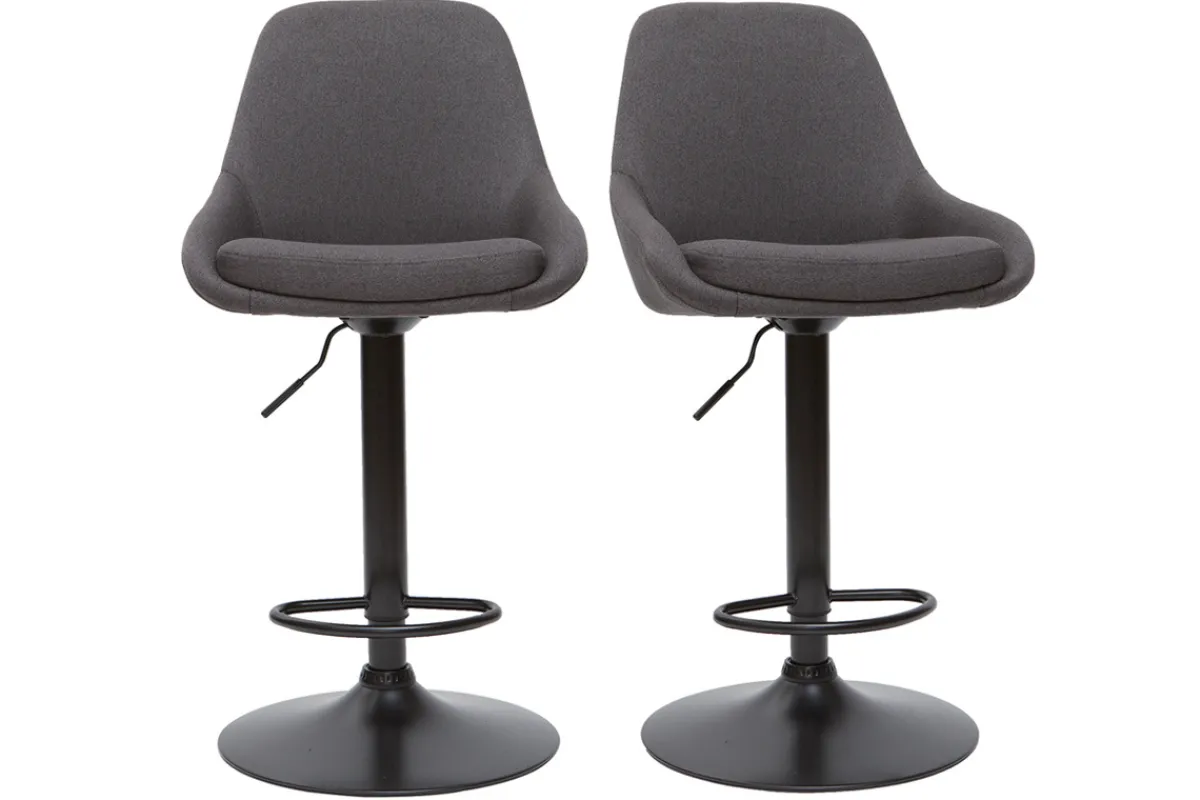 Miliboo Höhenverstellbare Barhocker dunkelgrau (2er-Set) HOLO* Barhocker