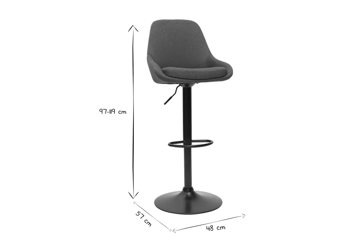 Miliboo Höhenverstellbare Barhocker dunkelgrau (2er-Set) HOLO* Barhocker