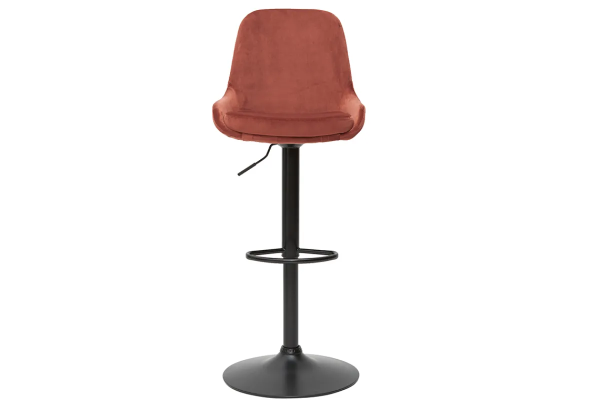 Miliboo Höhenverstellbare Design-Barhocker roter Samt (2er-Set) HOLO* Barhocker