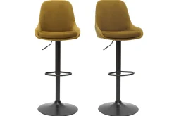 Miliboo Höhenverstellbare Design-Barhocker bronzefarbener Samt (2er-Set) HOLO* Barhocker