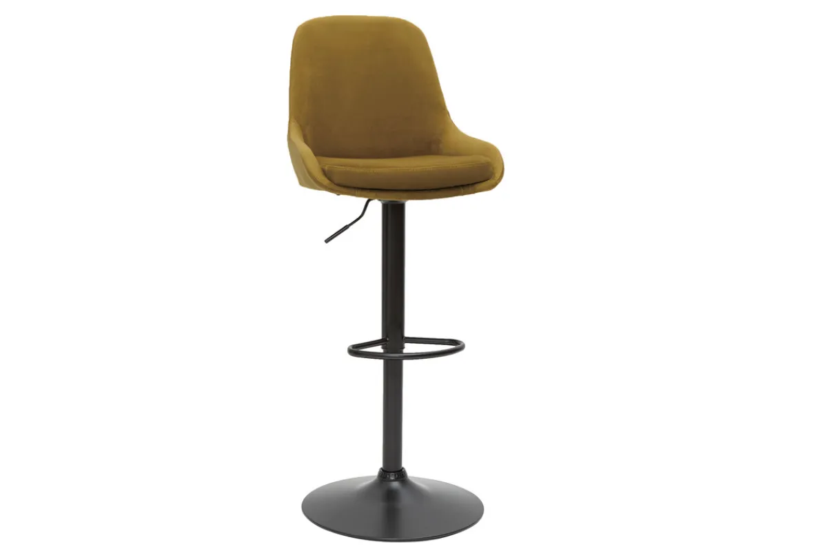 Miliboo Höhenverstellbare Design-Barhocker bronzefarbener Samt (2er-Set) HOLO* Barhocker