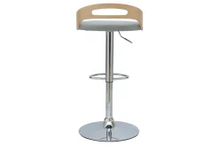 Miliboo Höhenverstellbarer Barhocker helles Holz mit hellgrauem Stoff MANO* Barhocker