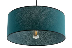 Miliboo Hängeleuchte aus pfauenblauem Leinen und Bast D 50 cm TRAVES* Pendelleuchten|Pendelleuchten