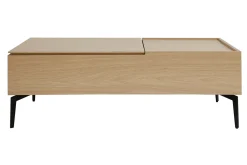 Miliboo Hochklappbarer Couchtisch aus hellem Holz und schwarzem Metall L102,5 cm SEDA* Couchtische