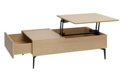 Miliboo Hochklappbarer Couchtisch aus hellem Holz und schwarzem Metall L102,5 cm SEDA* Couchtische