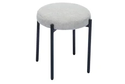 Miliboo Hocker stapelbar im beigen Samtdesign mit schwarzem Metallfuß H41 cm KIKO* Design-stühle