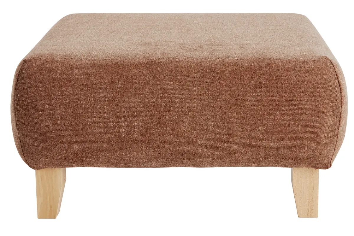 Miliboo Hocker/Fußstütze aus Stoff mit strukturiertem Samteffekt in Terracotta und hellem Massivholz B75 cm ODEON* Sitzsäcke|Sitzsäcke