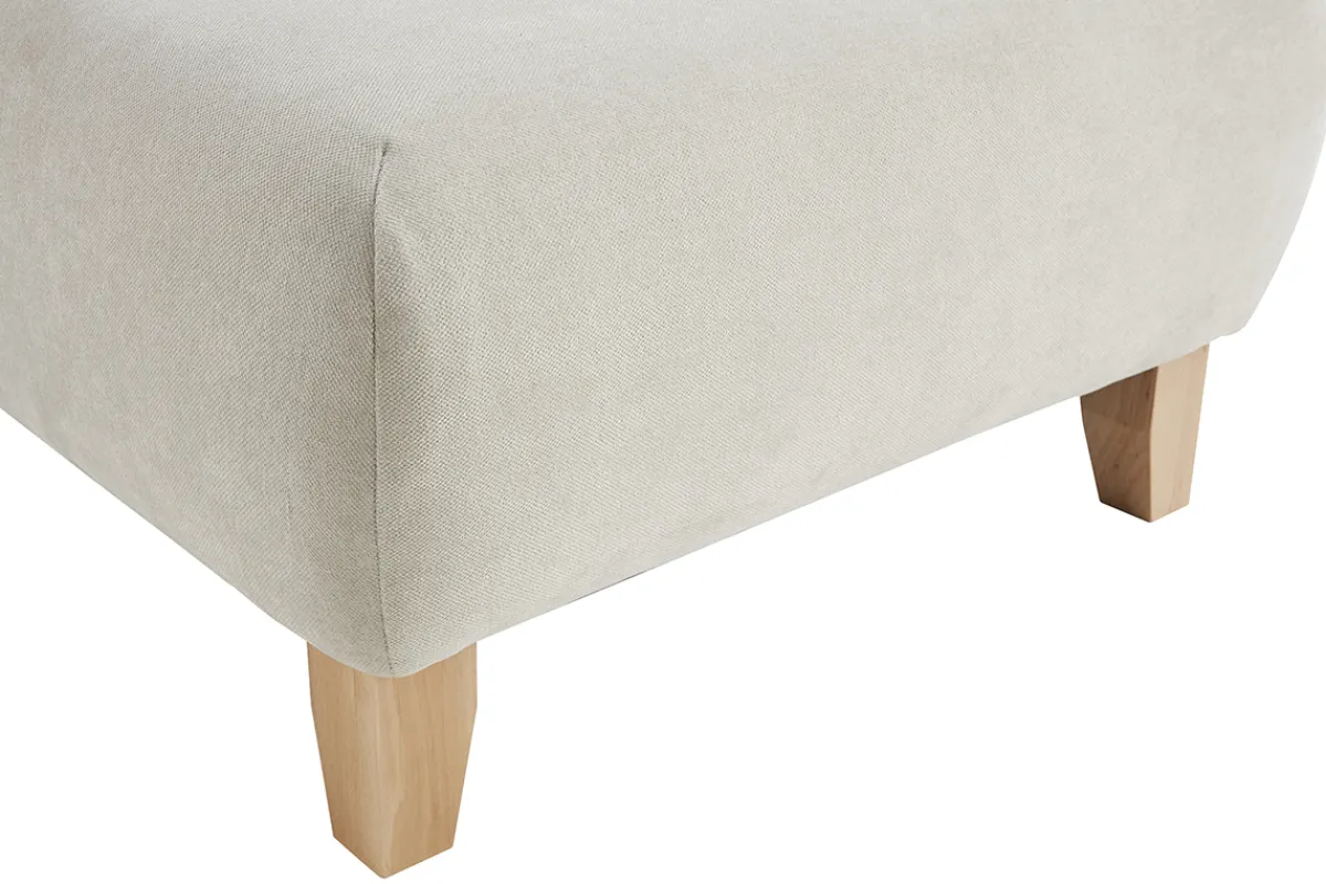 Miliboo Hocker/Fußstütze aus Stoff mit strukturiertem Samteffekt in Beige und hellem Massivholz B75 cm ODEON* Sitzsäcke|Sitzsäcke