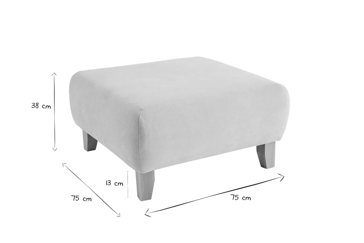 Miliboo Hocker/Fußstütze aus Stoff mit strukturiertem Samteffekt in Beige und hellem Massivholz B75 cm ODEON* Sitzsäcke|Sitzsäcke